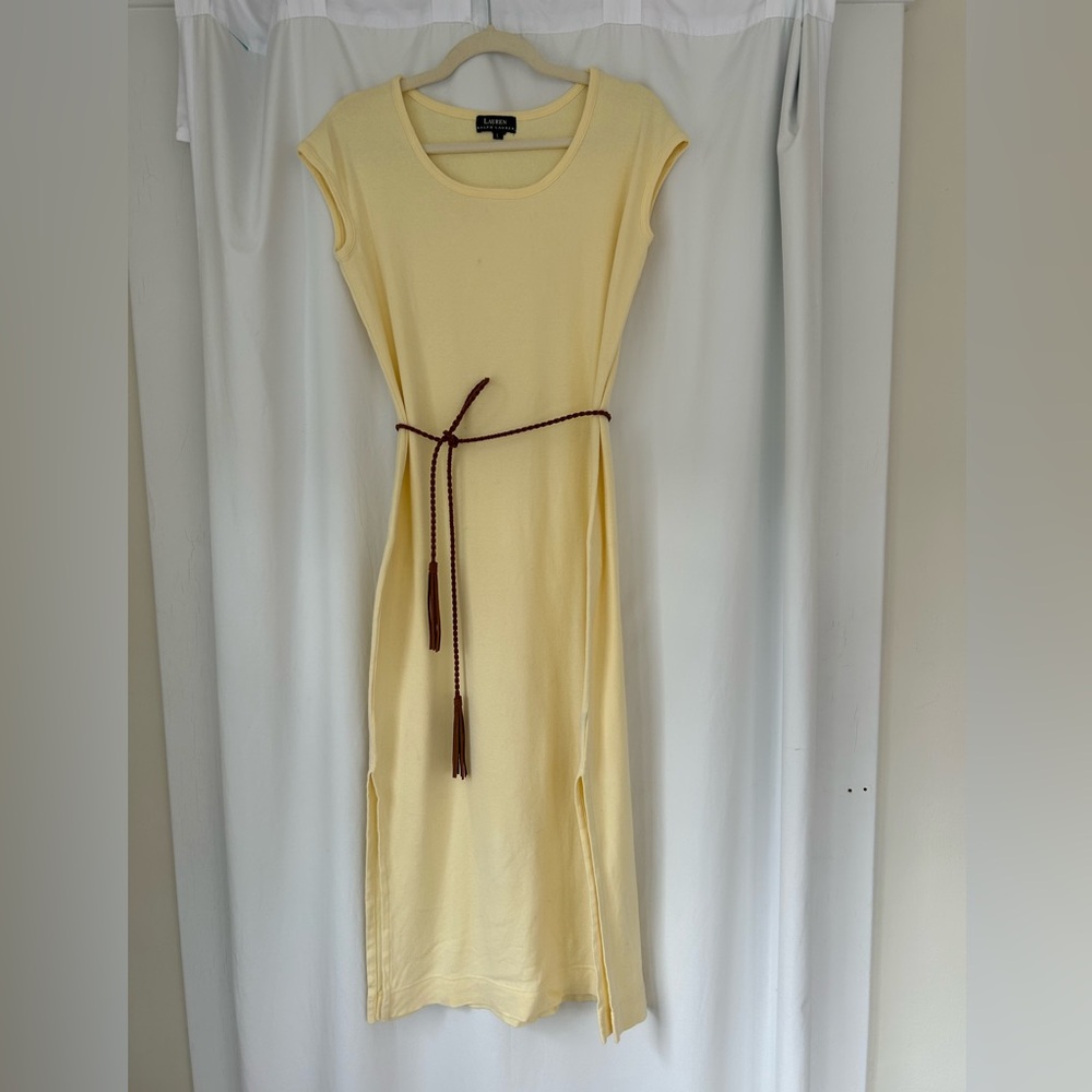 Lauren Ralph Lauren Butter Yellow Cap-Sleeve Midi Dress